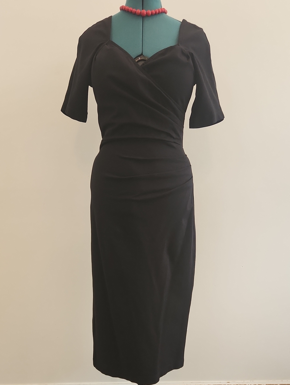 🕶 Stop Staring Black Wrap-Style Wighle Dress - SZ L